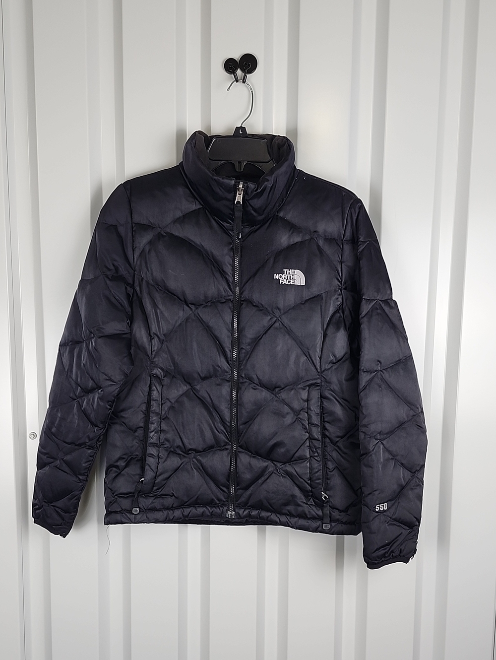 The North Face Womens 550 Down Jacket Black Quilted Puffer Medium Outdoor Winter